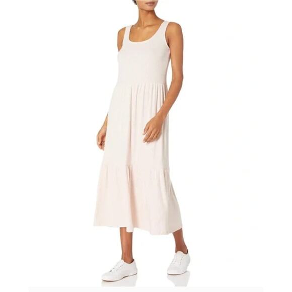 5 for $25| Daily Ritual Cozy Knit Rib Heathered Pink Tiered Tank Dress Size XS - Picture 1 of 10